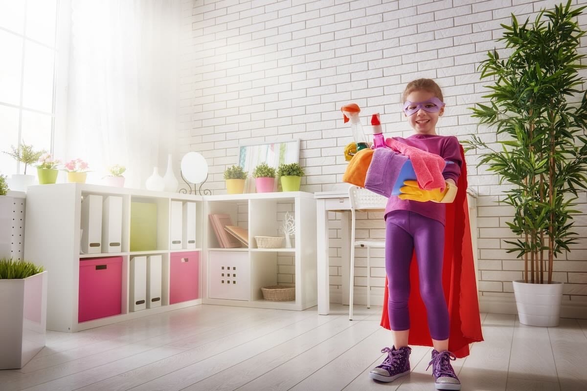 Boy doing cleaning