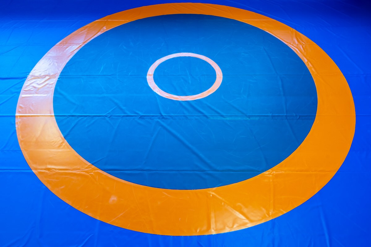 A wrestling mat
